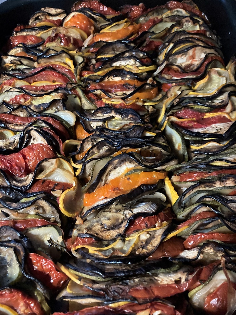 Jeudi ou vendredi : Tian de légumes de saison et dos de cabillaud au chorizo