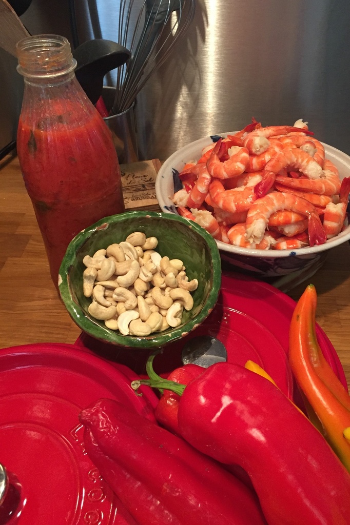 Crevettes en fête et riz burani