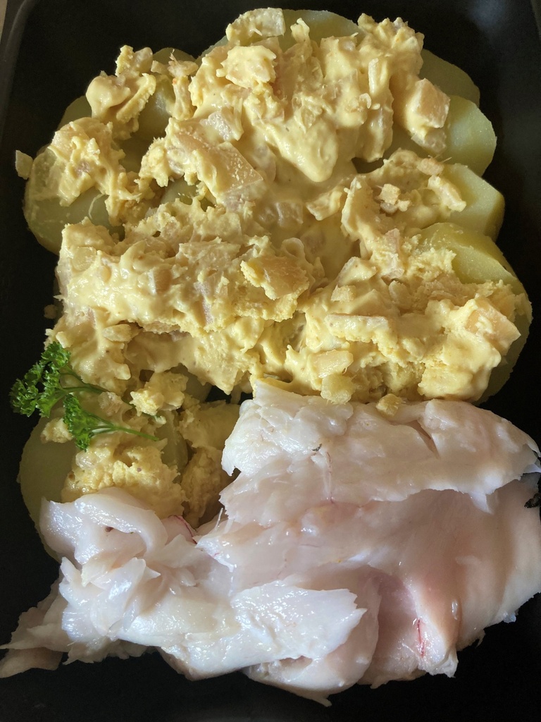 Vendredi : Darne de merlu frais du marché et embeurré de pomme de terre au gingembre et curry