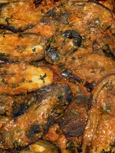 Le p'tit plat en plus : Roulé ripaille de cochon aux saveurs italiennes, aubergines parmeggiana